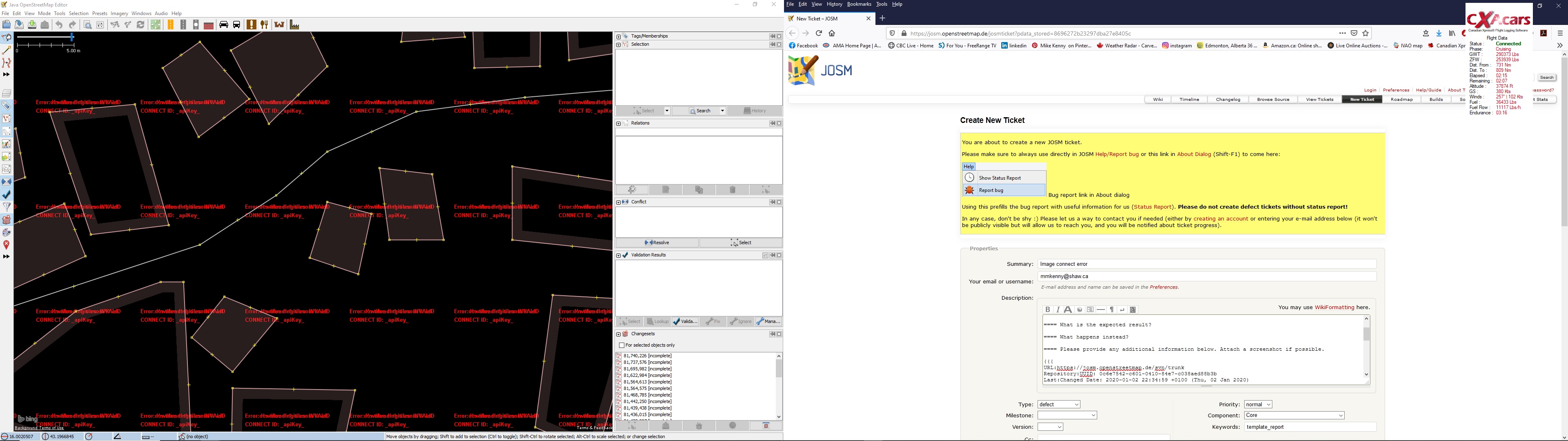 Screen shot of problem